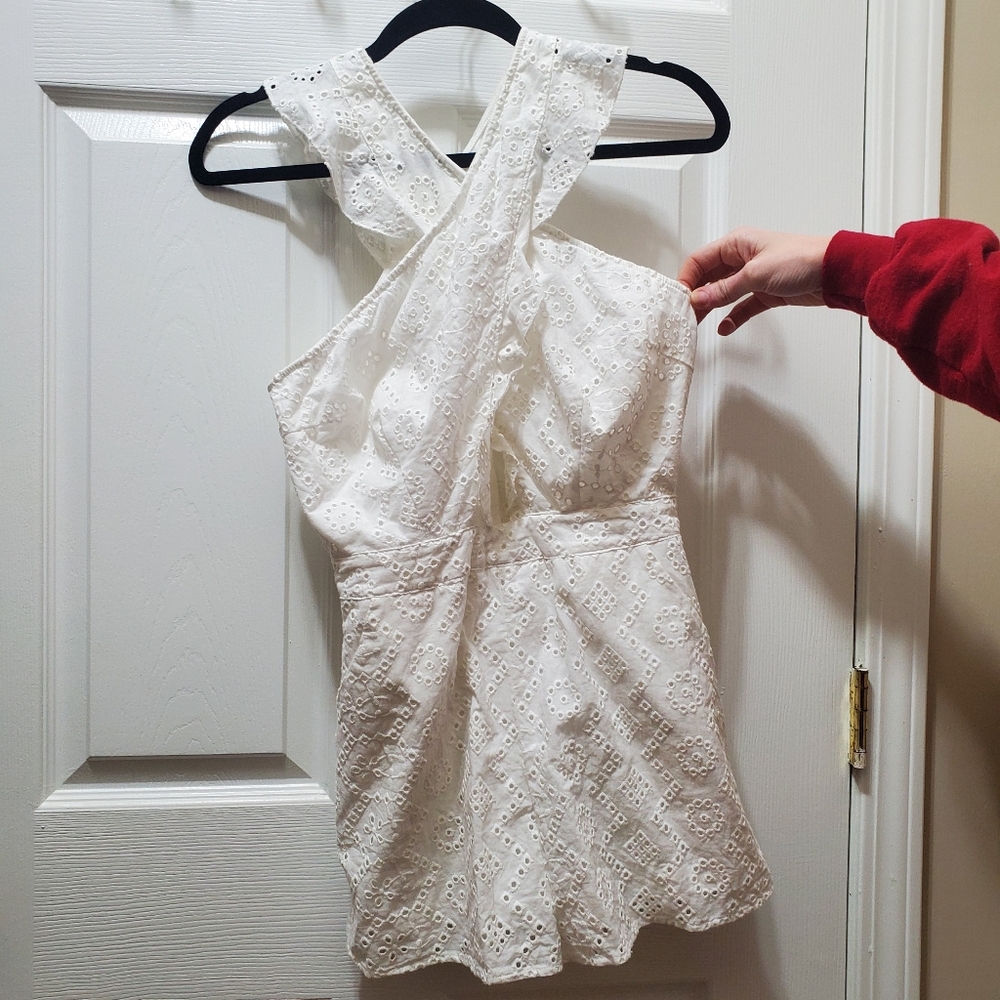 Blue Blush white romper